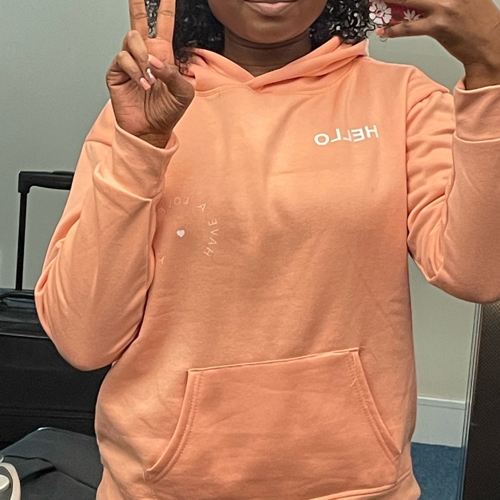 Coral pink Hello Hoodie